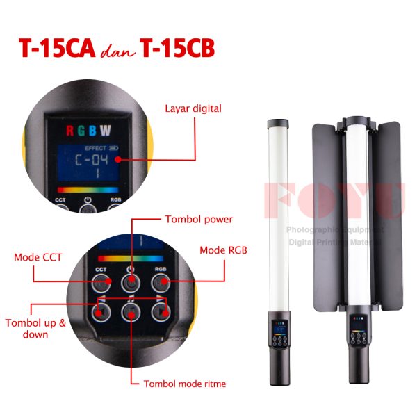 Rgb Led Rod LED RGB Color Light Rod Built-in Battery T-15C - FoyuPhoto