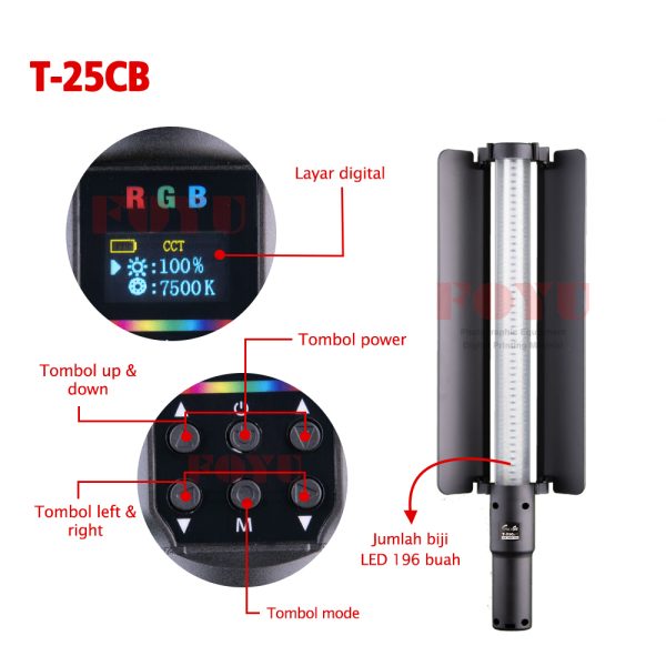 Rgb Led Rod LED RGB Color Light Rod With Battery And Barndoor Pro One T-25CB ...